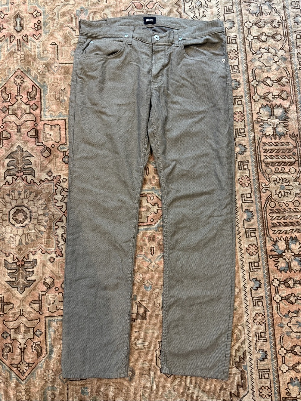 HUDSON Men's Olive Green Slim Straight Jeans